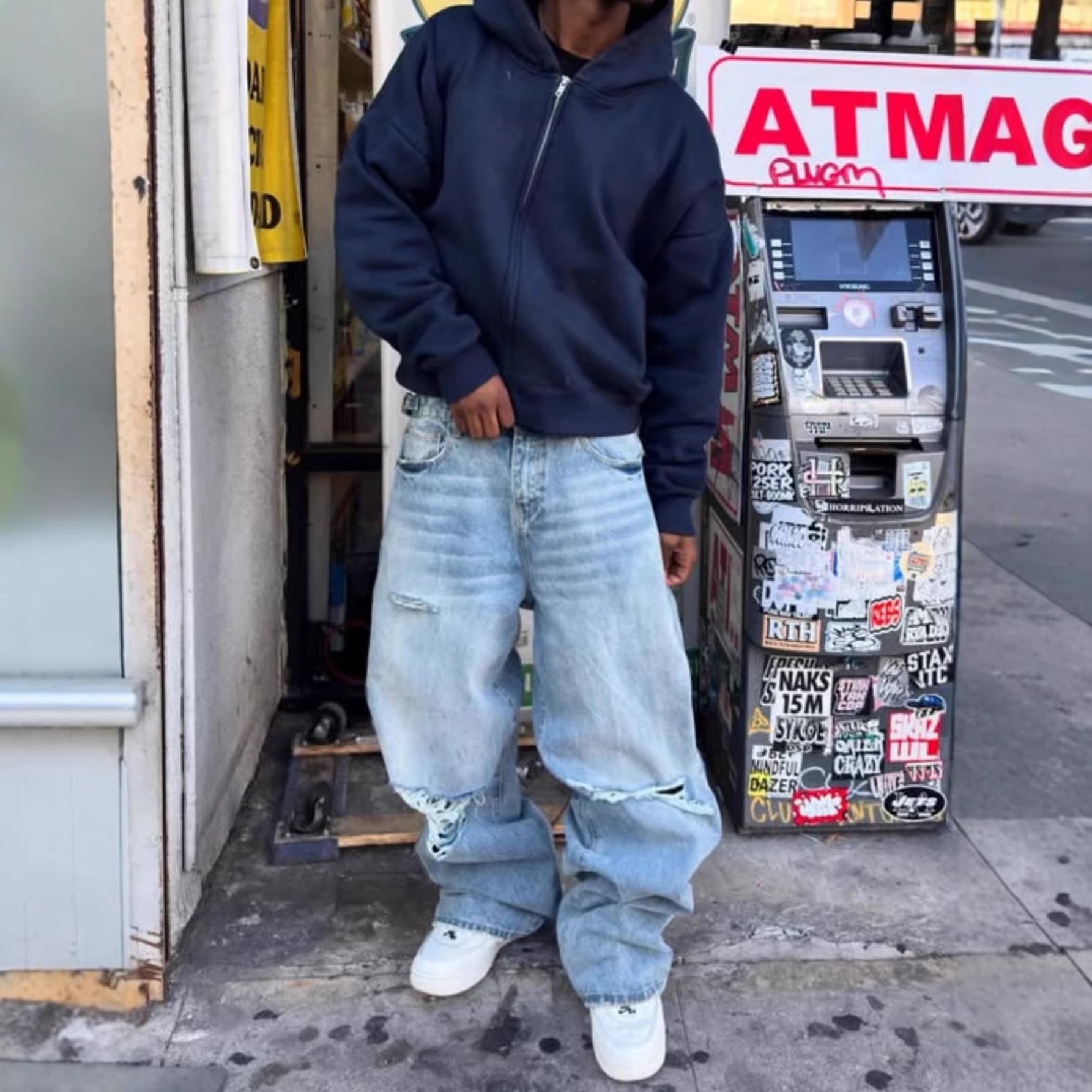 High-street American-style Ripped Jeans For Men