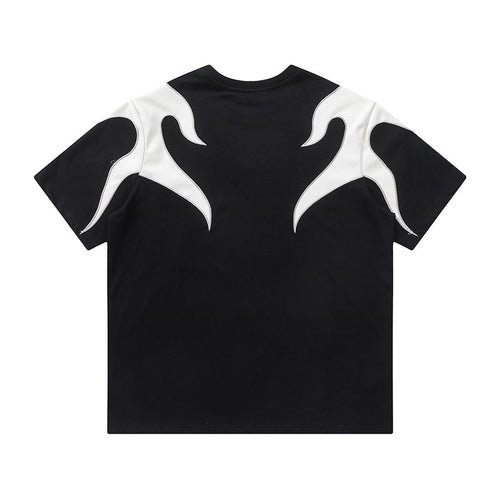 Flame Embroidery Color Block Tee