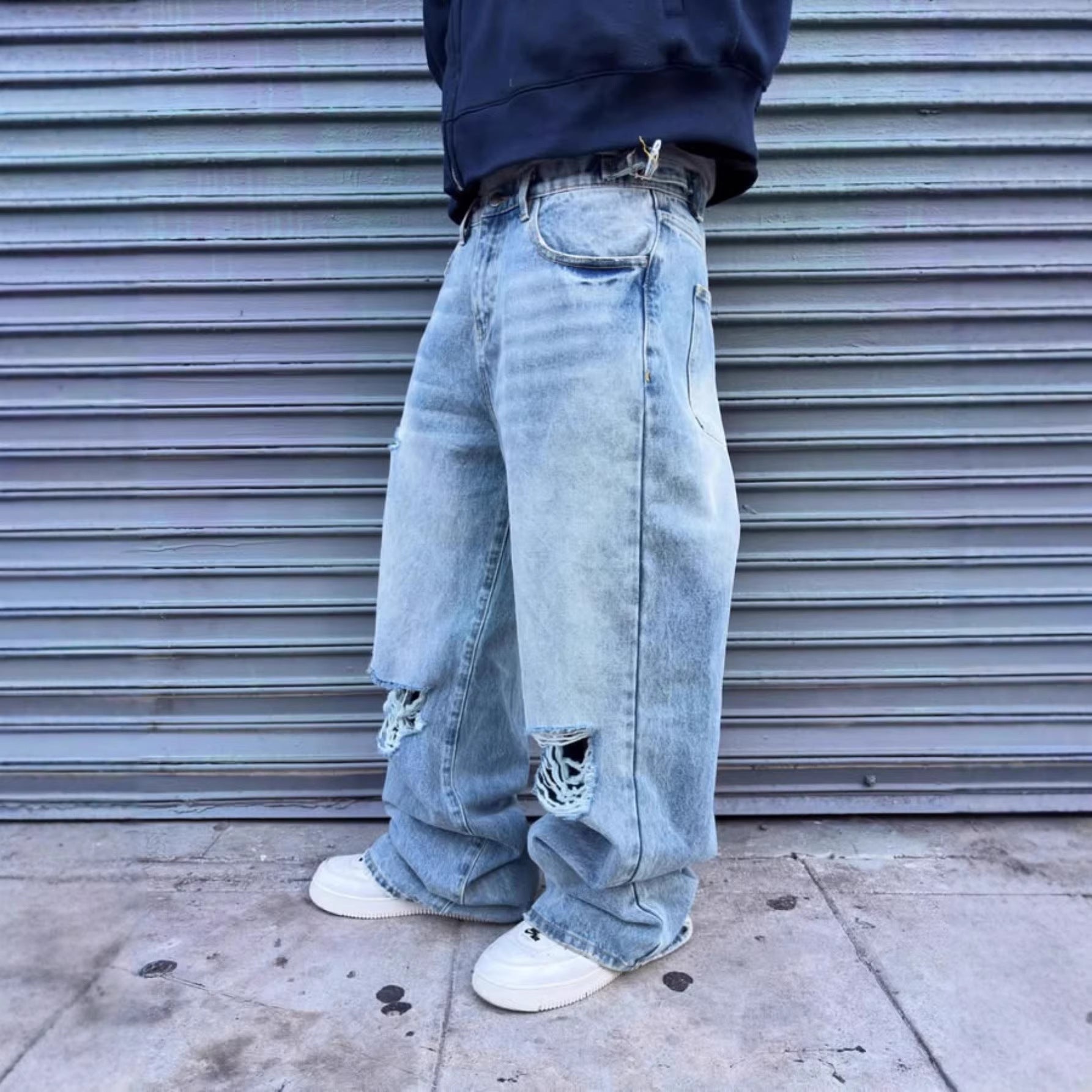 High-street American-style Ripped Jeans For Men