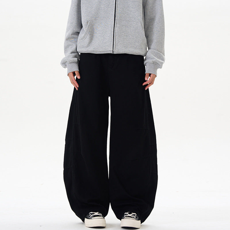 Men's American-style Retro Silhouette Cutaway Wide-Leg Pants