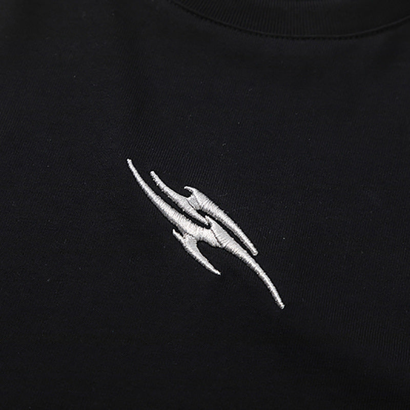 Flame Embroidery Color Block Tee