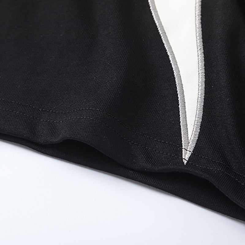 Flame Embroidery Color Block Tee