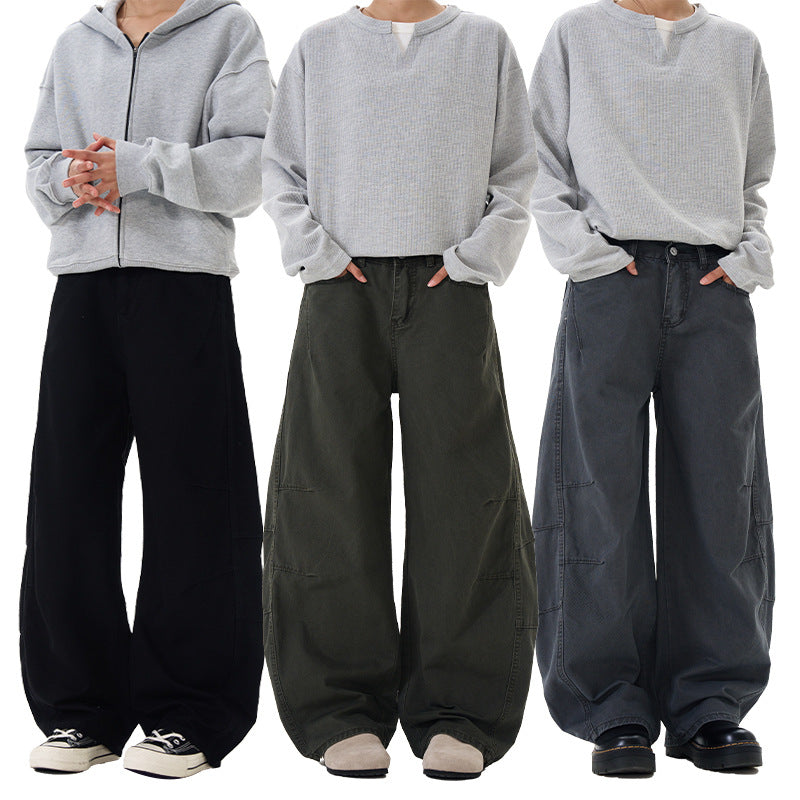 Men's American-style Retro Silhouette Cutaway Wide-Leg Pants