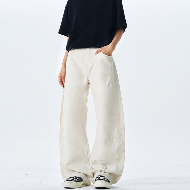 Men's American-style Retro Silhouette Cutaway Wide-Leg Pants