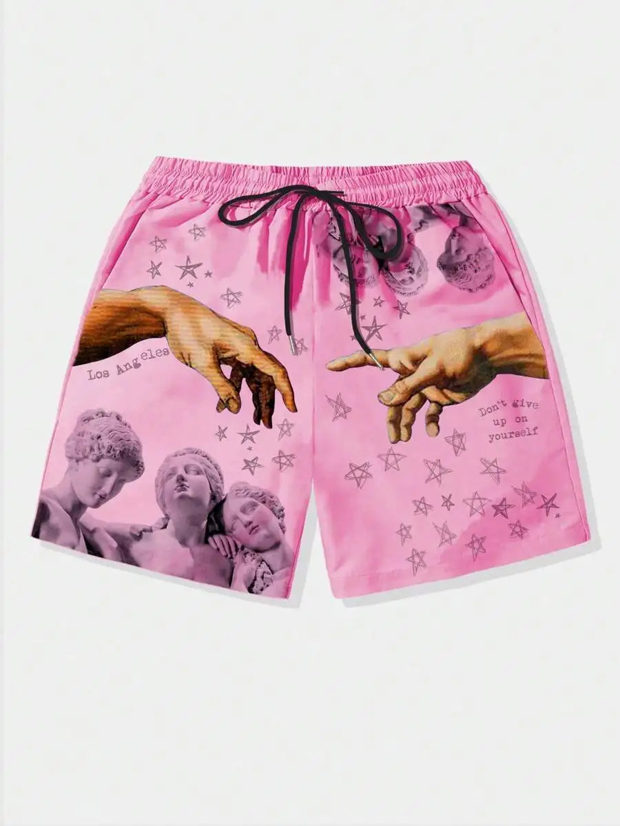 New Men's Summer Shorts Loose Luxury Shorts 3D Printing Casual Sculpture Print Harajuku Shorts Sports Quick Drying Shorts