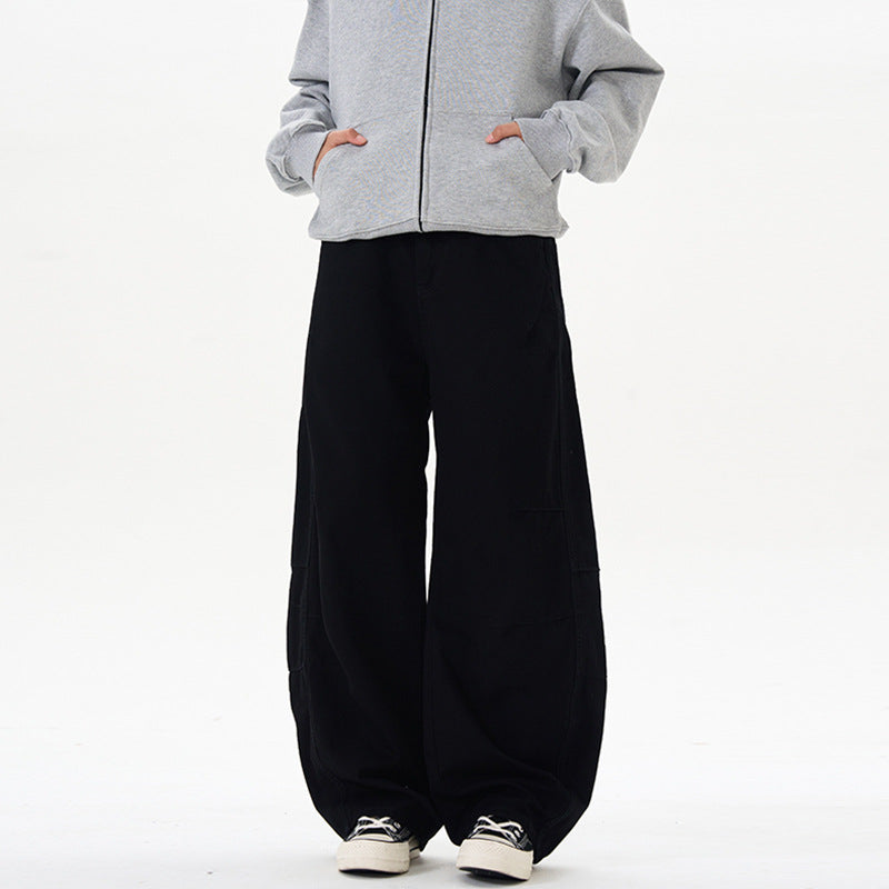 Men's American-style Retro Silhouette Cutaway Wide-Leg Pants