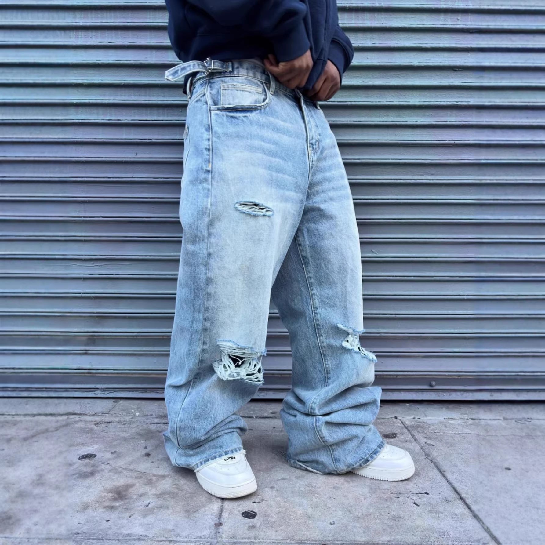 High-street American-style Ripped Jeans For Men