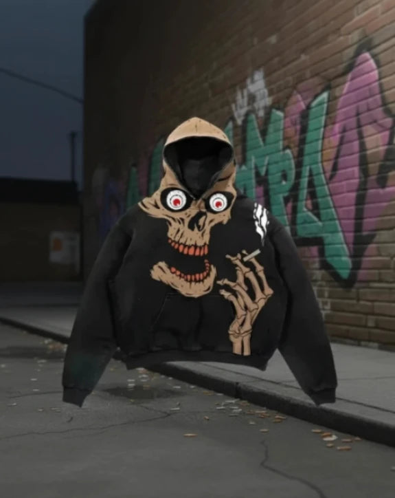 Retro 3D Graphic Oversized Hoodie